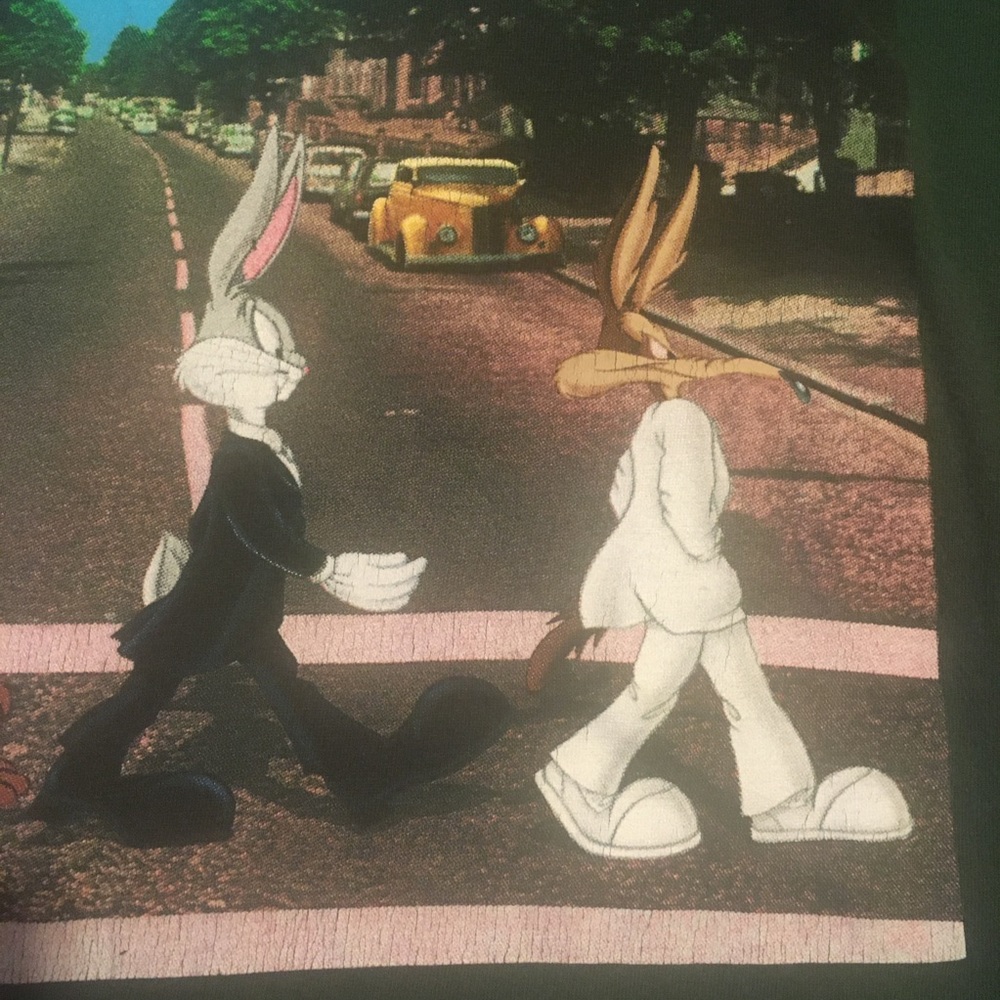 Vtg ‘98 Looney Tunes Abbey Road Beatles Graphic Tee L - Picture 4 of 9